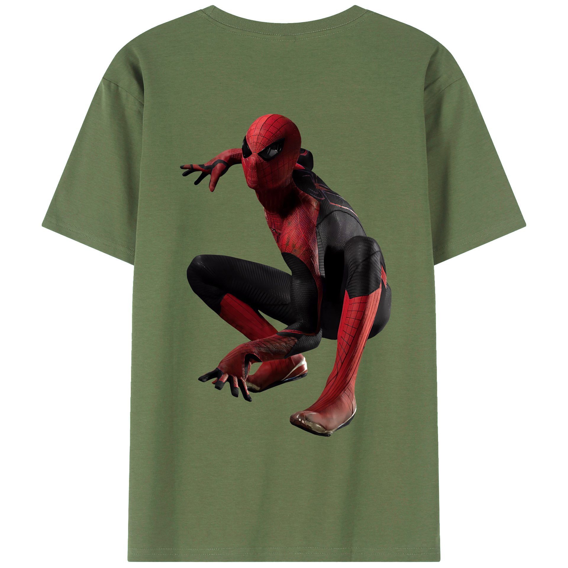 （画像用） Spider Man スパイダーマン 綿100％ メンズ半袖Tシャツ（バックプリント） 通気性